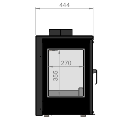 Poêle 3 Faces 700, vue de côté et arrière